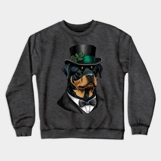 Rottweiler Funny Top Hat Crewneck Sweatshirt by K3rst